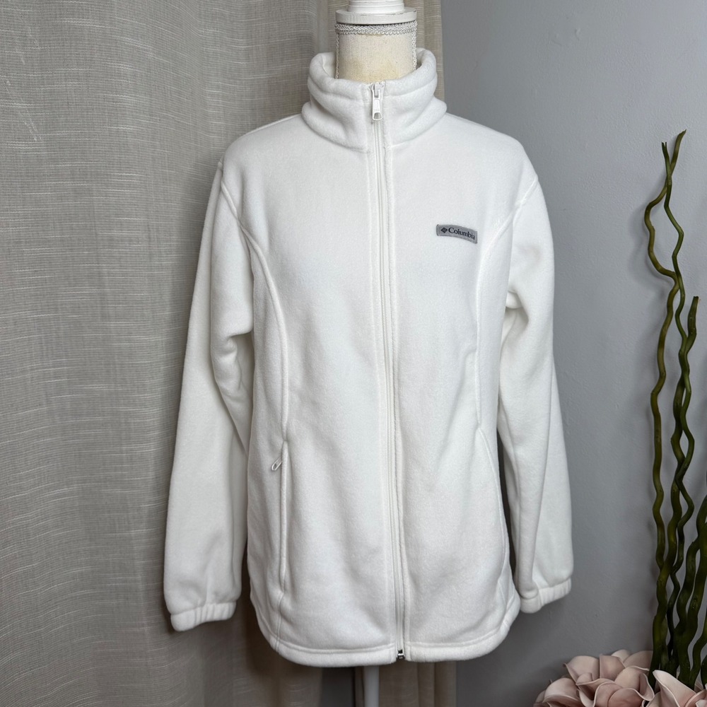 Excellent Columbia Benton Springs Full Zip Fleece Jacket White Womens Large